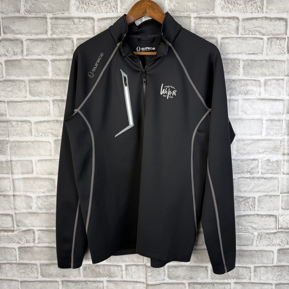 Sunice Allendale Mens We-Ko-Pa Golf Club 1/4 Zip Pullover Black S77018 Sz Medium
